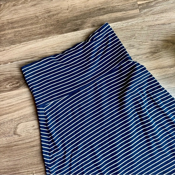 Columbia Navy White Striped High-Low Pull-On A-Line Midi Skirt Size S - Picture 3 of 10
